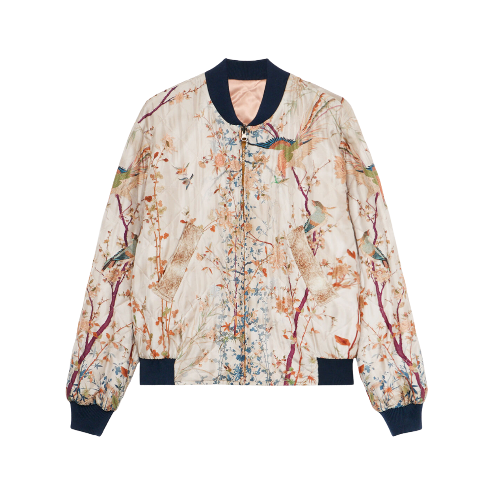 ALOADAZ Bomber Jacket Silk in Multicolour Beige