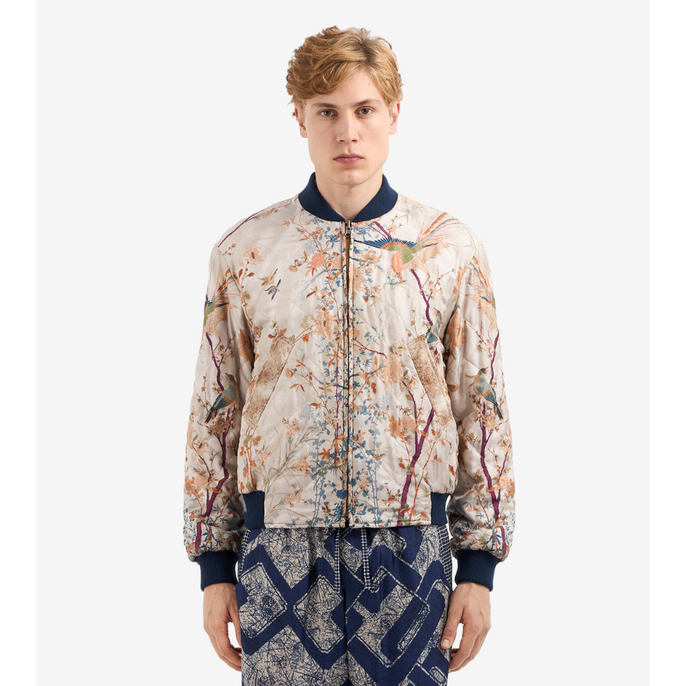 ALOADAZ Bomber Jacket Silk in Multicolour Beige