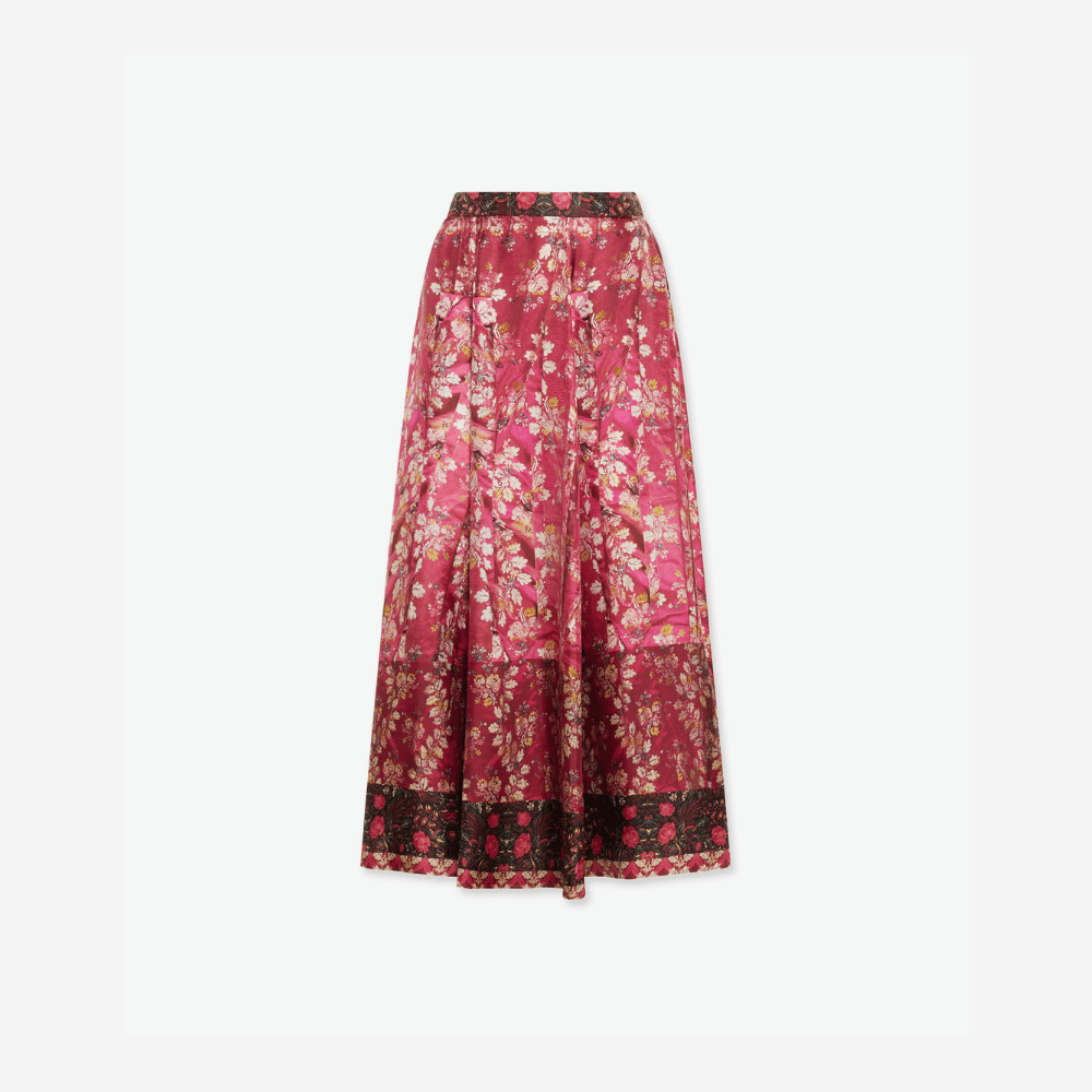 Pierre Louis Mascia ALOE A-line Silk Skirt in ROSA DAMASCO – International designer fashion boutique Australia Riada Concept Woollahra