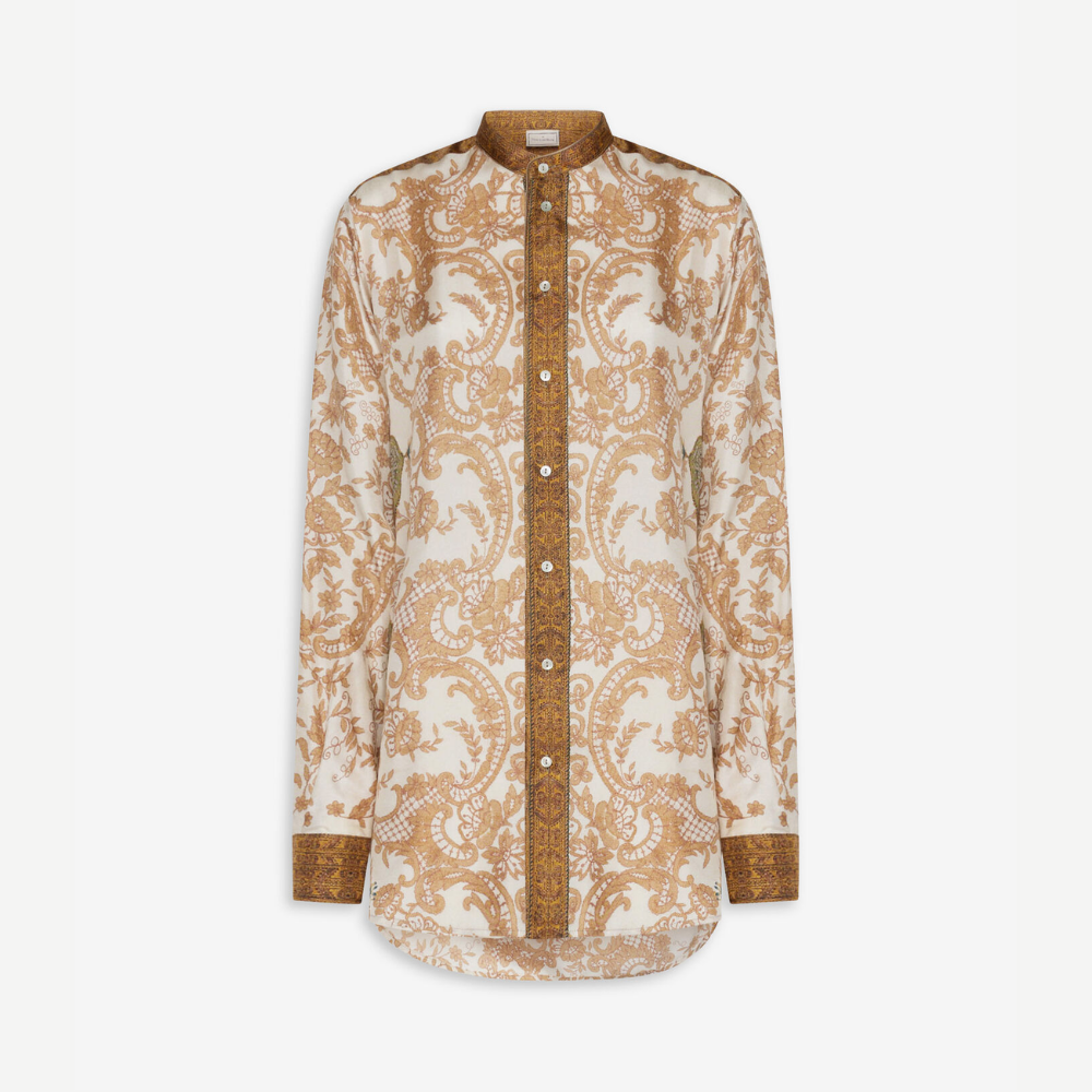 ALOE Terracotta di Seta Silk Long Sleeve Shirt