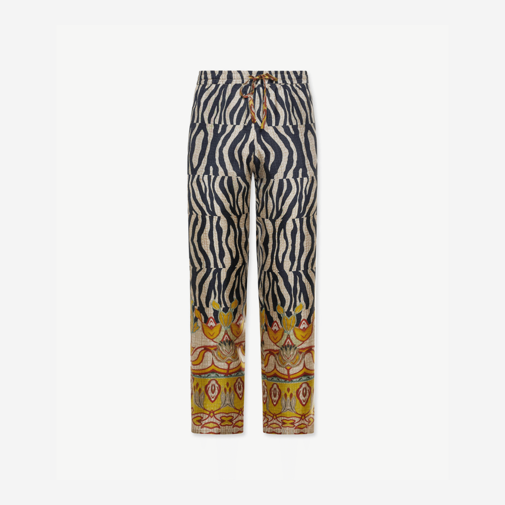 Pierre Louis Mascia ALOE Silk Trousers in TRIBALE CHIAROSCURO – International designer fashion boutique Australia Riada Concept Woollahra