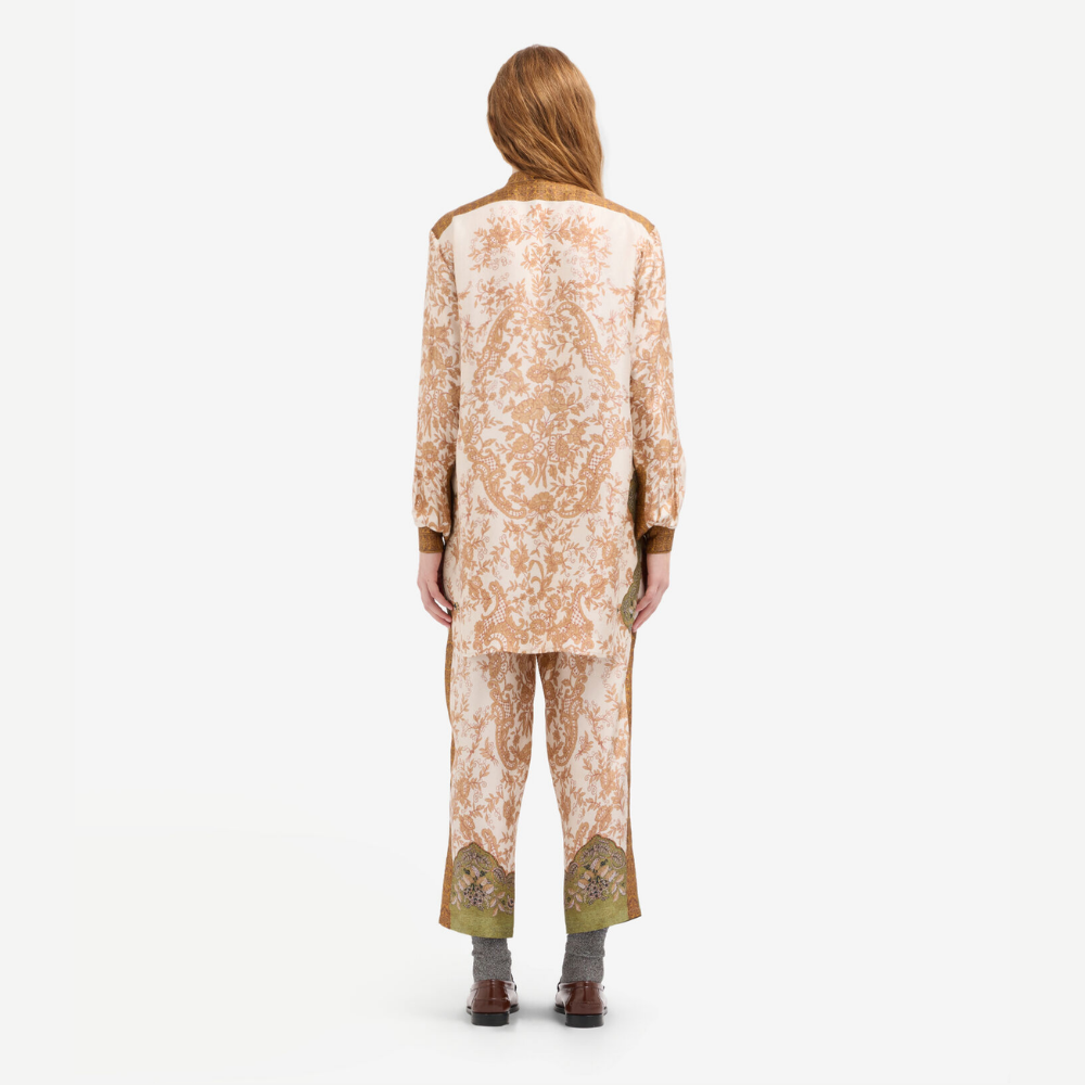 Pierre-Louis Mascia ALOE Terracotta di Seta Silk Long Sleeve Shirt