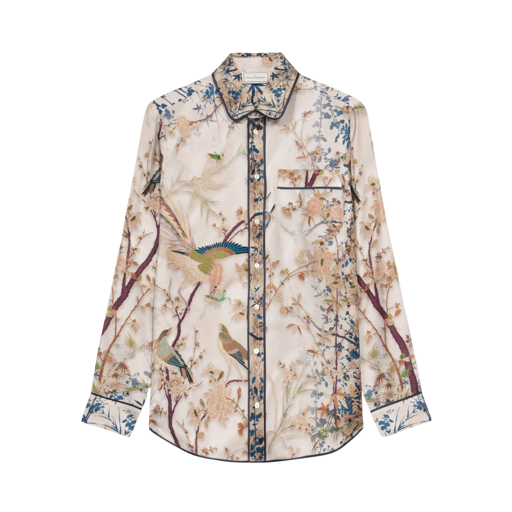 ALOE Longsleeve Shirt Silk in Multicolour Beige