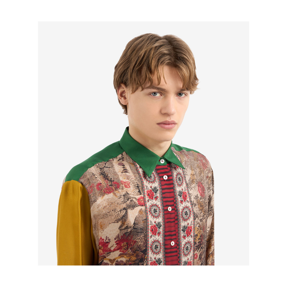 ALOE Longsleeve Shirt Silk in Multicolour Green