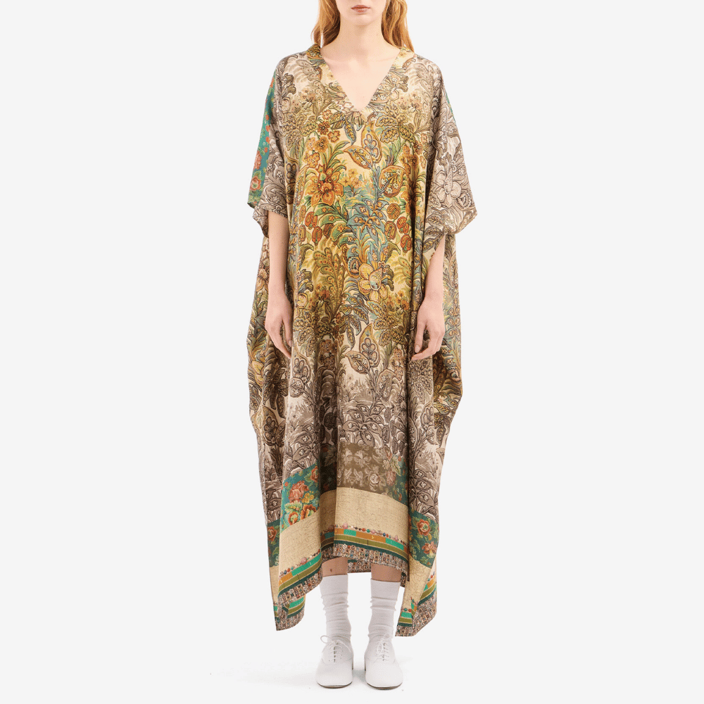 Pierre Louis Mascia ALOE Silk Kaftan Coat in GIARDINO BOTANICO – International designer fashion boutique Australia Riada Concept Woollahra