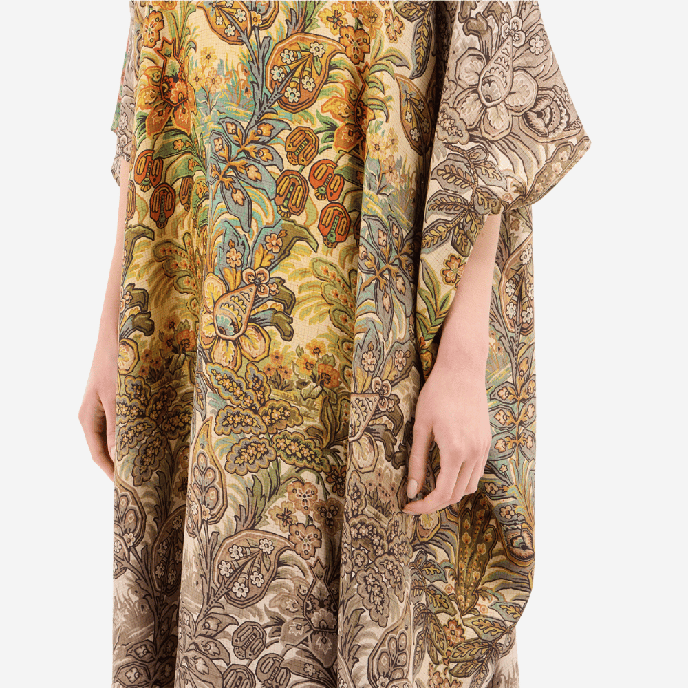Pierre Louis Mascia ALOE Silk Kaftan Coat in GIARDINO BOTANICO – International designer fashion boutique Australia Riada Concept Woollahra