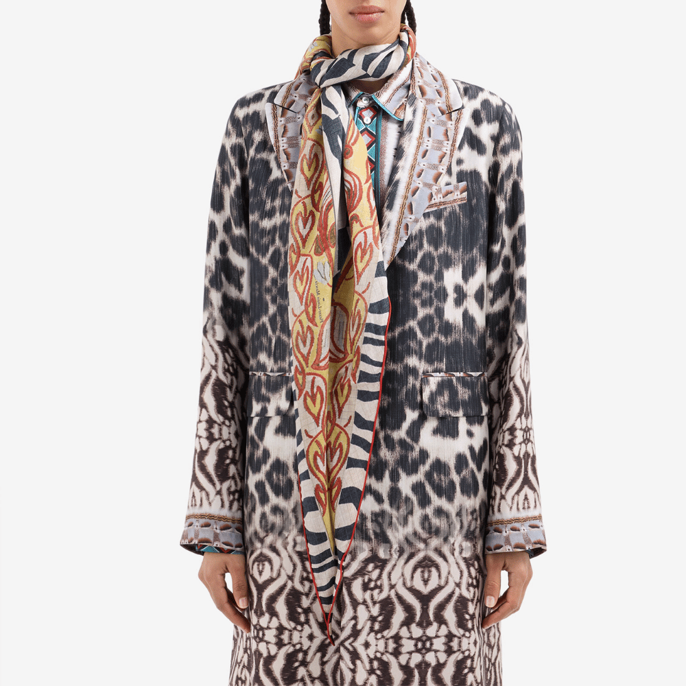 Pierre Louis Mascia ALOEUW Scarf Silk 65x120 in TRIBALE CHIAROSCURO– International designer fashion boutique Australia Riada Concept Woollahra