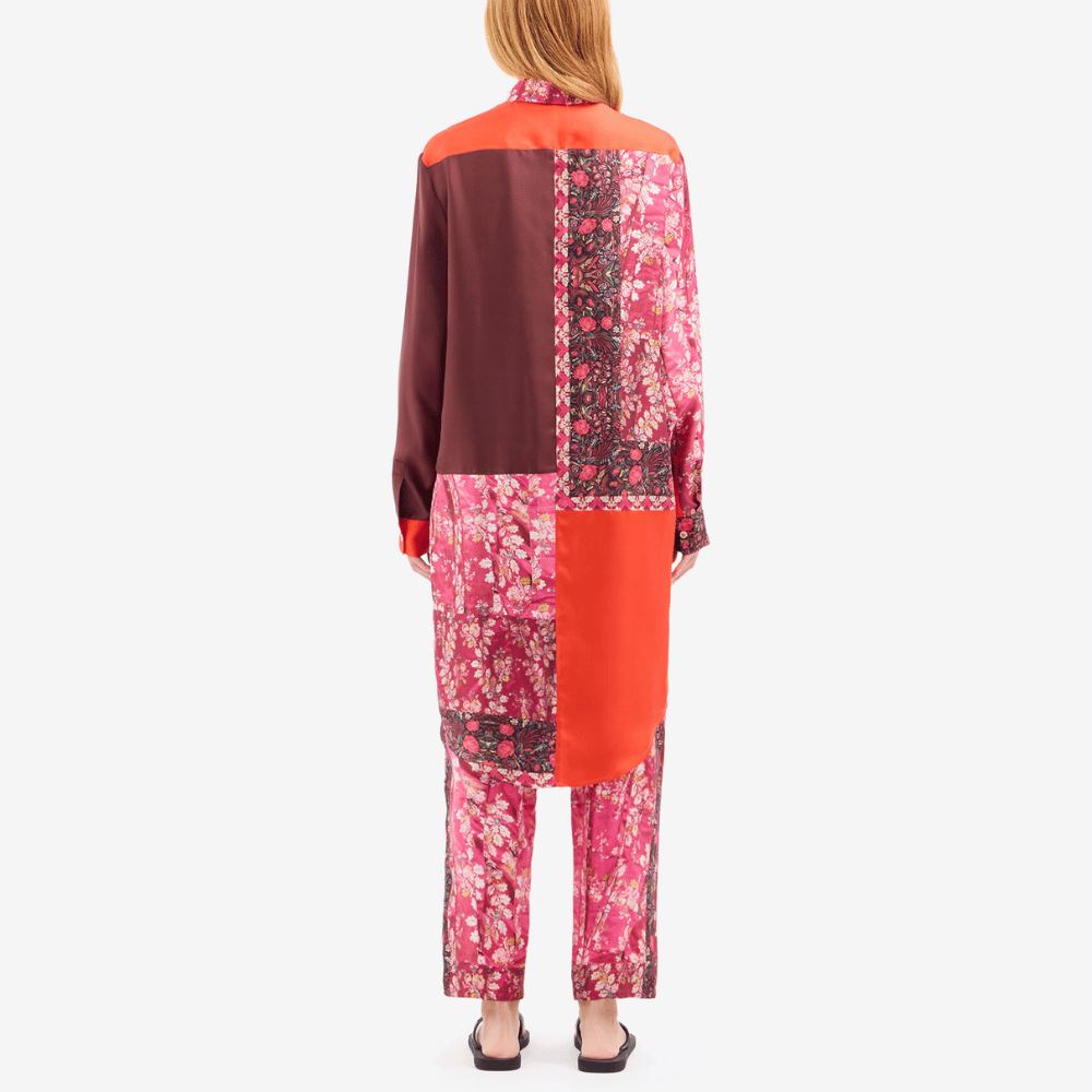 Pierre Louis Mascia ALOE Longsleeve Shirt Silk in ROSSO DAMASCO – International designer fashion boutique Australia Riada Concept Woollahra