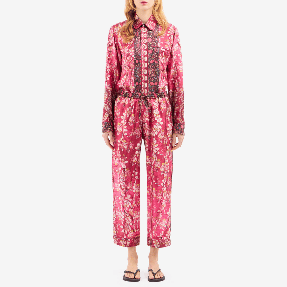 Pierre Louis Mascia ALOE Silk Trousers in ROSA DAMASCO – International designer fashion boutique Australia Riada Concept Woollahra