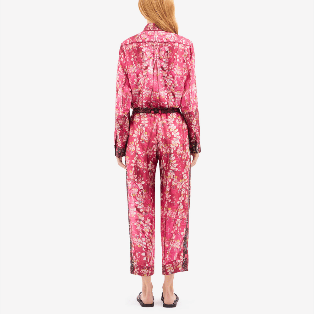 Pierre Louis Mascia ALOE Silk Trousers in ROSA DAMASCO – International designer fashion boutique Australia Riada Concept Woollahra