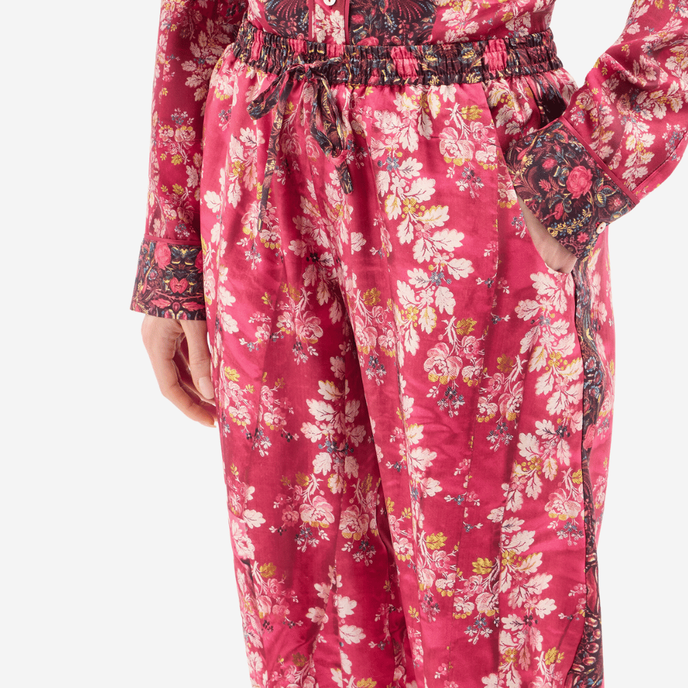 Pierre Louis Mascia ALOE Silk Trousers in ROSA DAMASCO – International designer fashion boutique Australia Riada Concept Woollahra