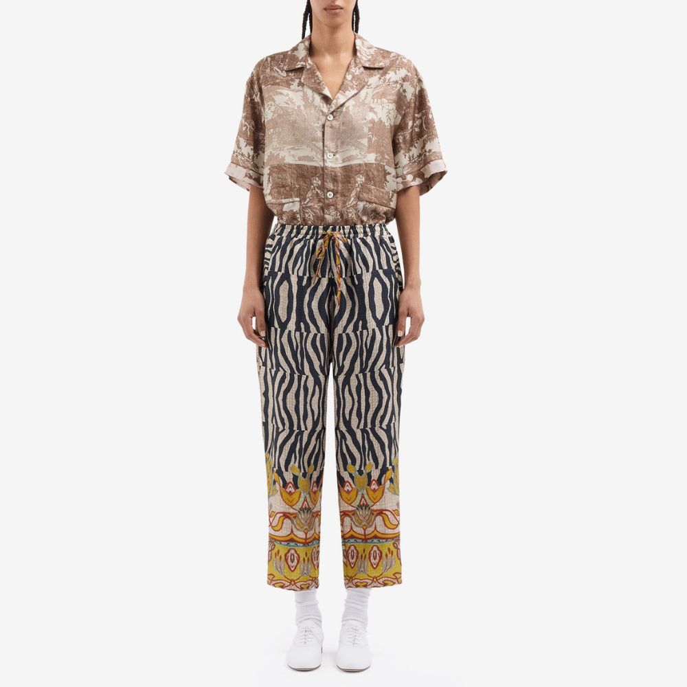 Pierre Louis Mascia ALOE Silk Trousers in TRIBALE CHIAROSCURO – International designer fashion boutique Australia Riada Concept Woollahra