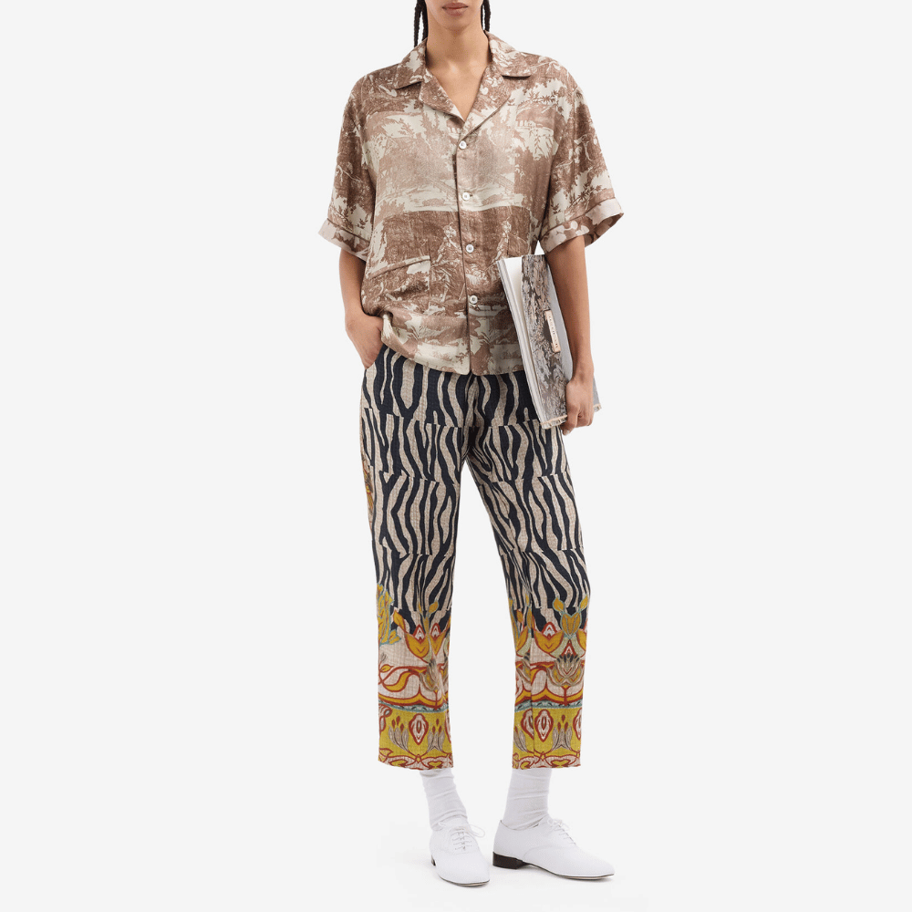 Pierre Louis Mascia ALOE Silk Trousers in TRIBALE CHIAROSCURO – International designer fashion boutique Australia Riada Concept Woollahra