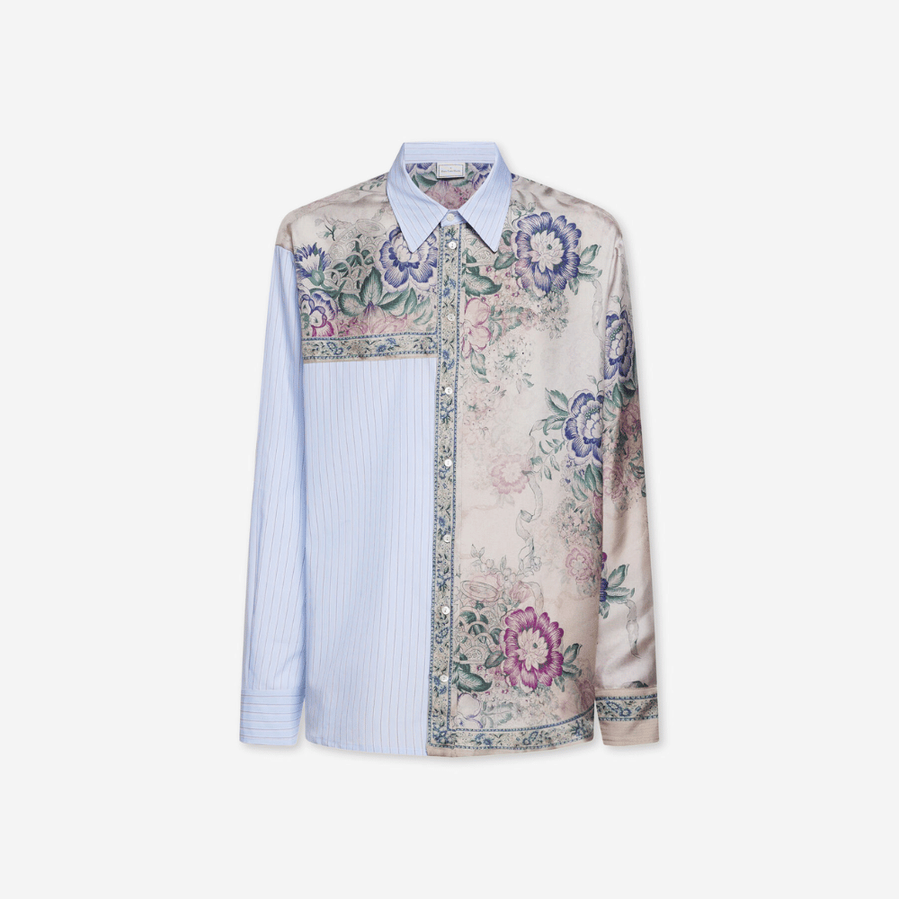 Pierre Louis Mascia ALOMHI Longsleeve Cotton Silk Shirt in CENERE ROSATA – International designer fashion boutique Australia Riada Concept Woollahra