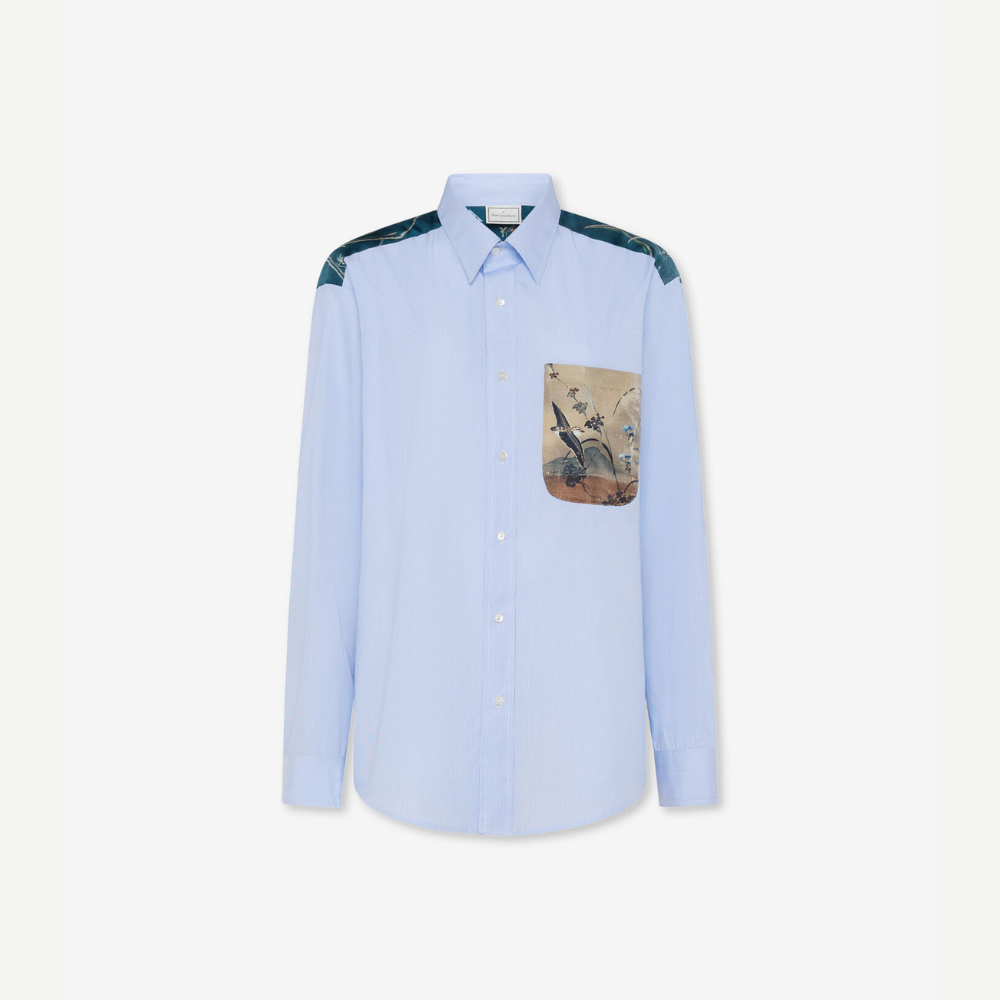 ALORHI Reticolo di Lino Cotton Silk Long Sleeve Shirt