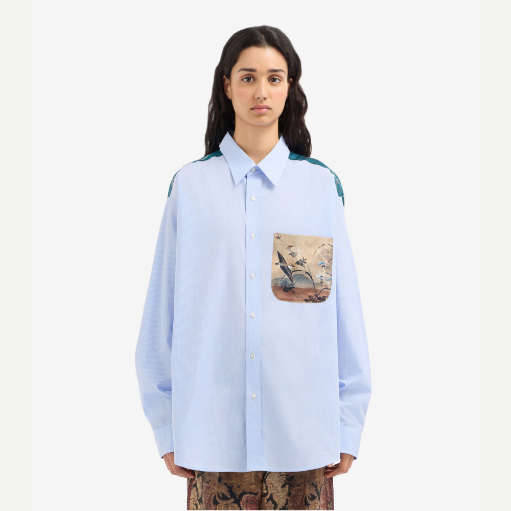 Pierre-Louis Mascia ALORHI Reticolo di Lino Cotton Silk Long Sleeve Shirt