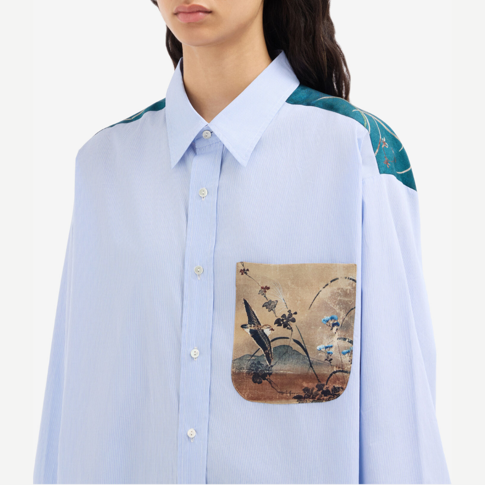 Pierre-Louis Mascia ALORHI Reticolo di Lino Cotton Silk Long Sleeve Shirt