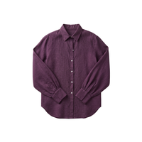 ANNA Linen Shirt with Statement Cuffs in Grape by Massimo Alba, shirt at Riada Concept, Woollahra Sydney