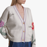 Alberta Ferretti Herbarium Embroidered Cashmere Blend Cardigan in Ivory – International designer fashion boutique Australia Riada Concept Woollahra