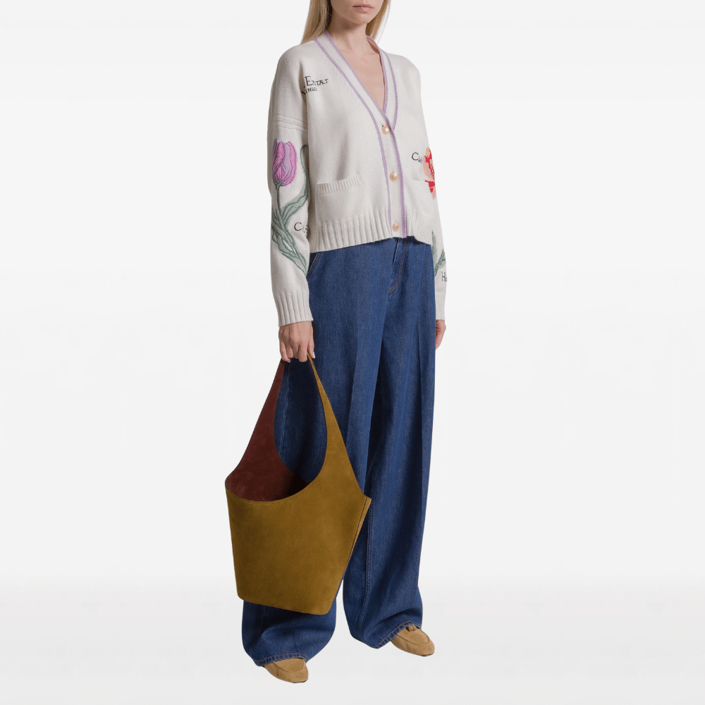 Alberta Ferretti Herbarium Embroidered Cashmere Blend Cardigan in Ivory – International designer fashion boutique Australia Riada Concept Woollahra