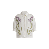 Alberta Ferretti Linen Floral Print Shirt in Ivory – International designer fashion boutique Australia Riada Concept Woollahra