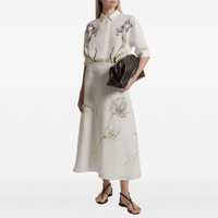 Alberta Ferretti Linen Floral Print Shirt in Ivory – International designer fashion boutique Australia Riada Concept Woollahra