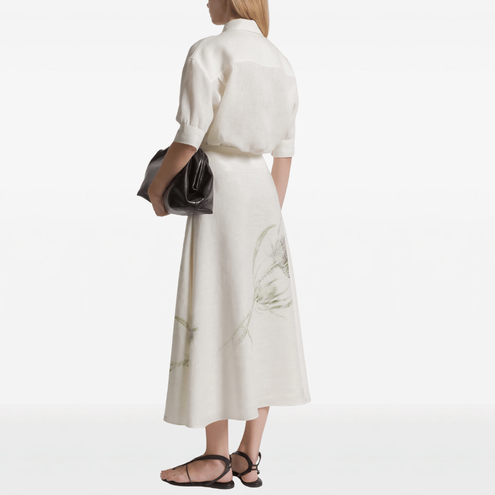 Alberta Ferretti Linen Floral Print Shirt in Ivory – International designer fashion boutique Australia Riada Concept Woollahra