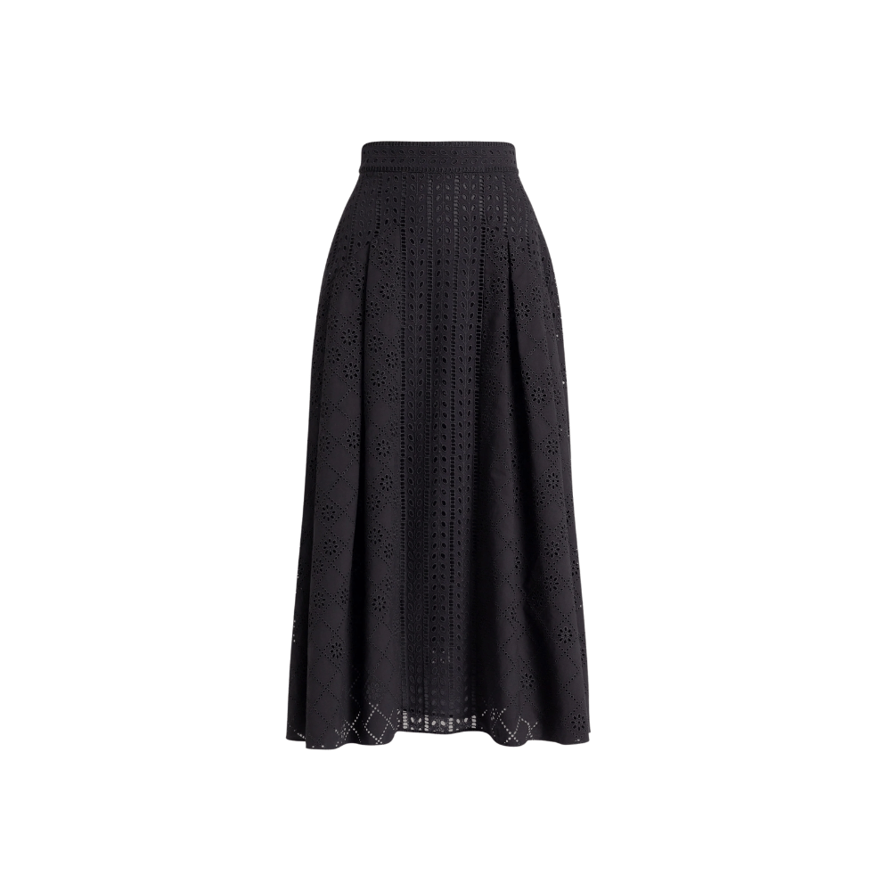 Alberta Ferretti Sangallo Lace Cotton Midi Skirt in Black – International designer fashion boutique Australia Riada Concept Woollahra