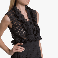 Alberta Ferretti Sangallo Lace Sleeveless Blouse in Black – International designer fashion boutique Australia Riada Concept Woollahra