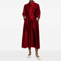 Alberta Ferretti Silk Satin Midi Shirt Dress in Crimson – International designer fashion boutique Australia Riada Concept Woollahra