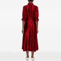 Alberta Ferretti Silk Satin Midi Shirt Dress in Crimson – International designer fashion boutique Australia Riada Concept Woollahra