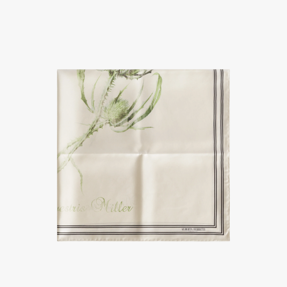Alberta Ferretti Silk Thistle Print Scarf in Ivory – International designer fashion boutique Australia Riada Concept Woollahra