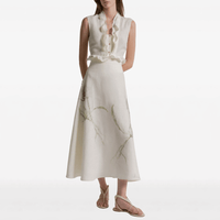 Alberta Ferretti Sleeveless Ruffled Linen Blouse in Ivory – International designer fashion boutique Australia Riada Concept Woollahra