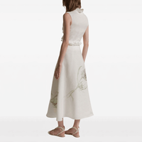 Alberta Ferretti Linen Thistle Print Midi Skirt in Ivory – International designer fashion boutique Australia Riada Concept Woollahra