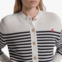 Alberta Ferretti Striped Cotton Cardigan in Navy – International designer fashion boutique Australia Riada Concept Woollahra