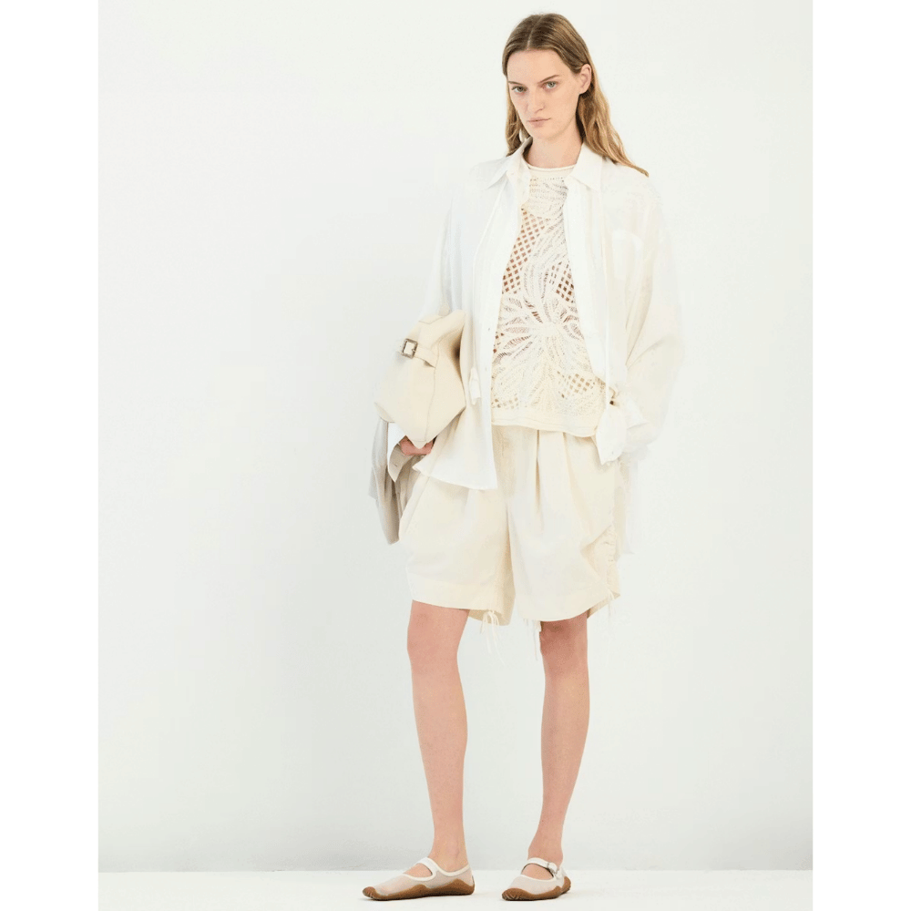 HIGH Everyday Couture Alpine Openwork Floral Sweater in White - International designer fashion boutique Australia Riada Concept Woollahra