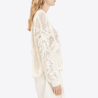 HIGH Everyday Couture Alpine Openwork Floral Sweater in White - International designer fashion boutique Australia Riada Concept Woollahra