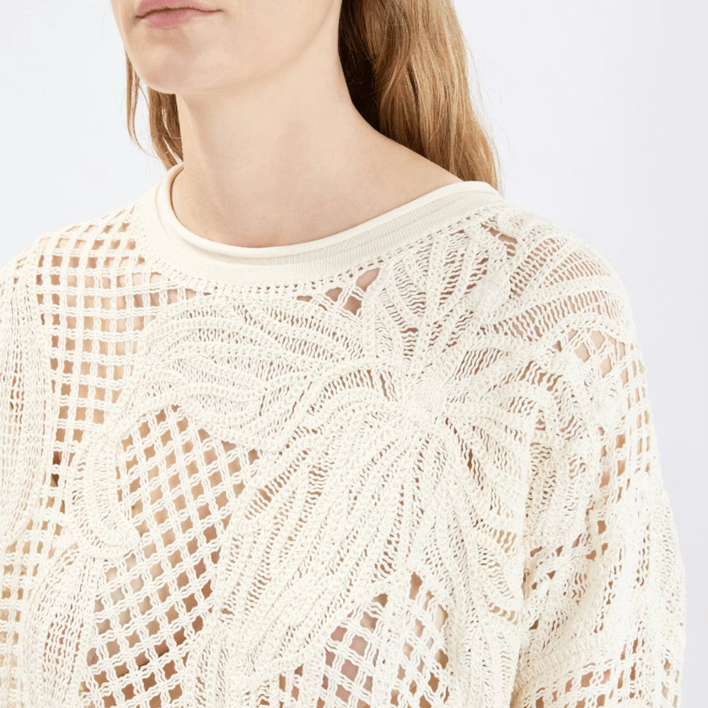 HIGH Everyday Couture Alpine Openwork Floral Sweater in White - International designer fashion boutique Australia Riada Concept Woollahra