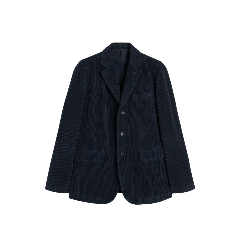 Aspesi Kuki Slim Fit Ribbed Velvet Jacket in Navy – International designer fashion boutique Australia Riada Concept Woollahra