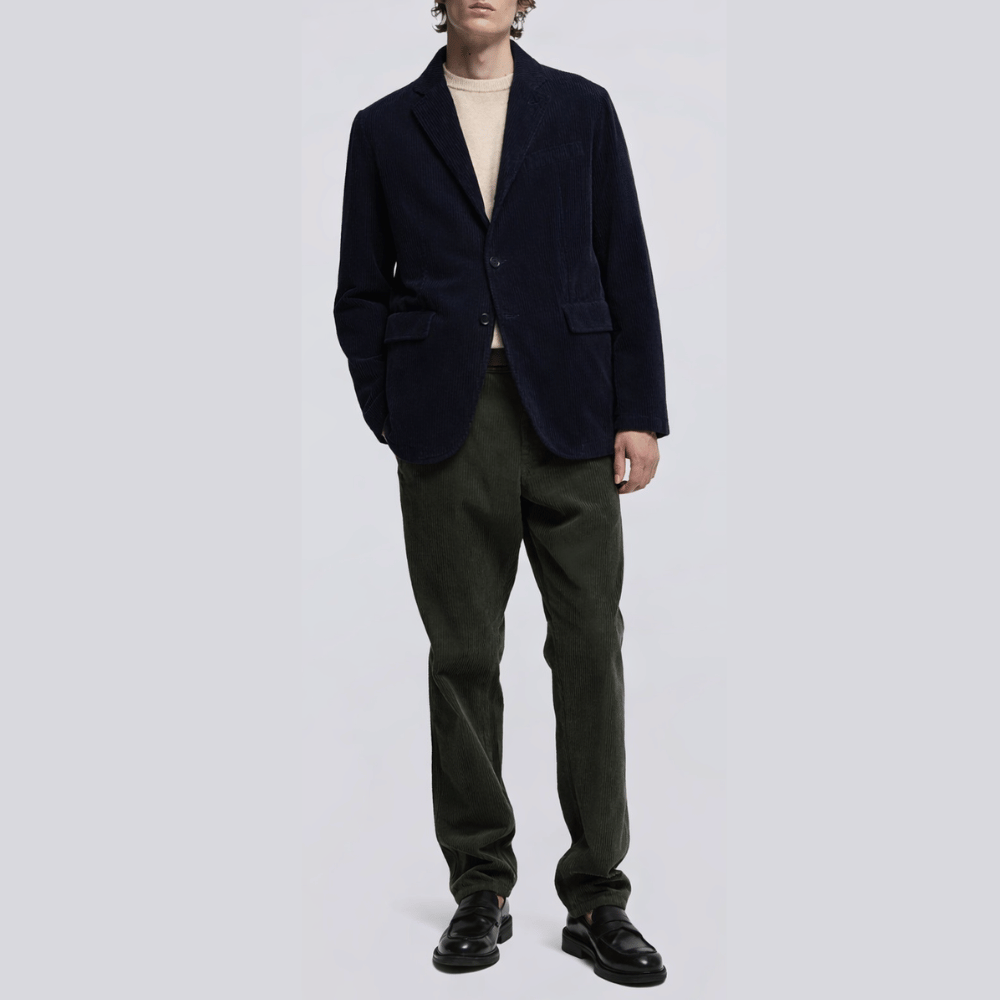 Aspesi Kuki Slim Fit Ribbed Velvet Jacket in Navy – International designer fashion boutique Australia Riada Concept Woollahra