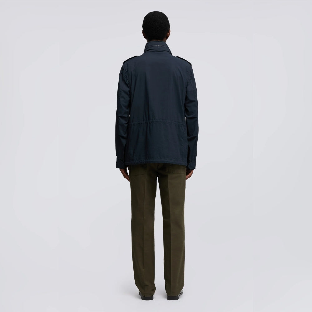 Back view of the Aspesi Minifield field jacket in navy, with drawstring waist