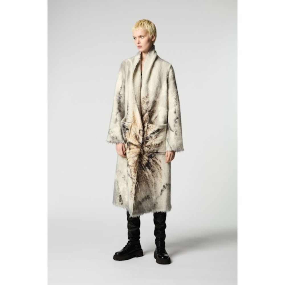 Atlante Effect Shawl Collar Coat in Ghiacco