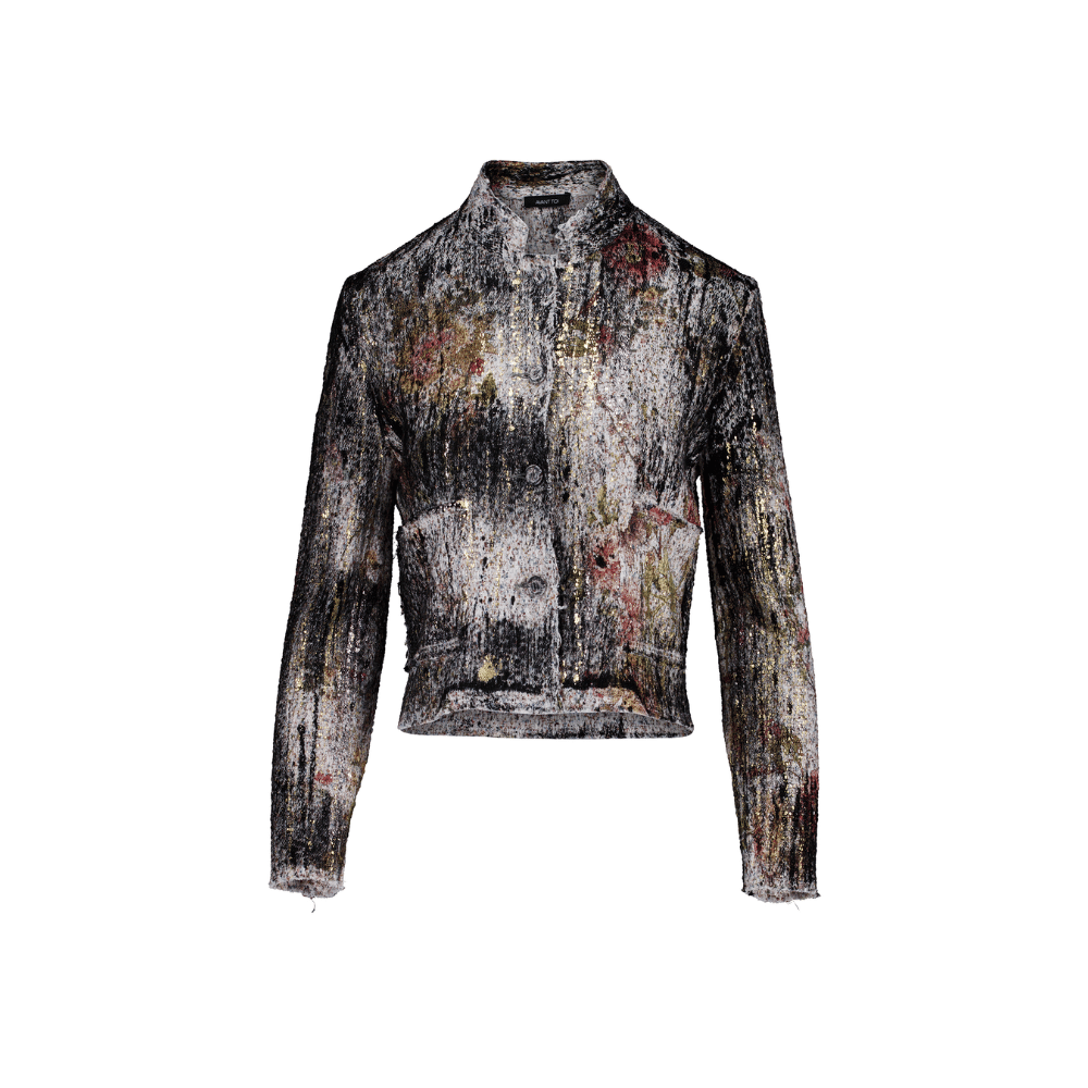 Avant Toi Cherry Blossom Print Laminated Knit Jacket in Wisteria - International designer fashion boutique Australia Riada Concept Woollahra