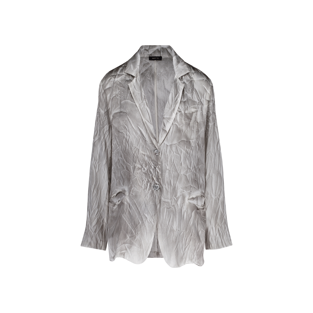 Avant Toi Crinkled Stretch Silk Tailored Jacket in Fango – International designer fashion boutique Australia Riada Concept Woollahra