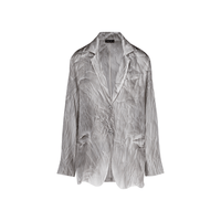 Avant Toi Crinkled Stretch Silk Tailored Jacket in Fango – International designer fashion boutique Australia Riada Concept Woollahra