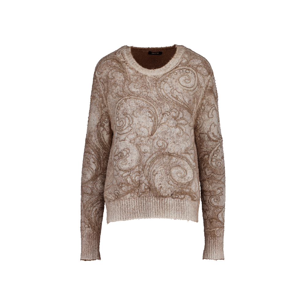 Avant Toi Hand-Painted Cotton Paisley Embroidered Sweater in Sughero – International designer fashion boutique Australia Riada Concept Woollahra