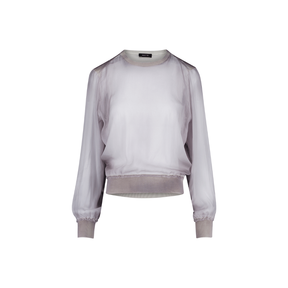 Avant Toi Hand-Painted Silk and Chiffon Round Neck Pullover in Ash – International designer fashion boutique Australia Riada Concept Woollahra