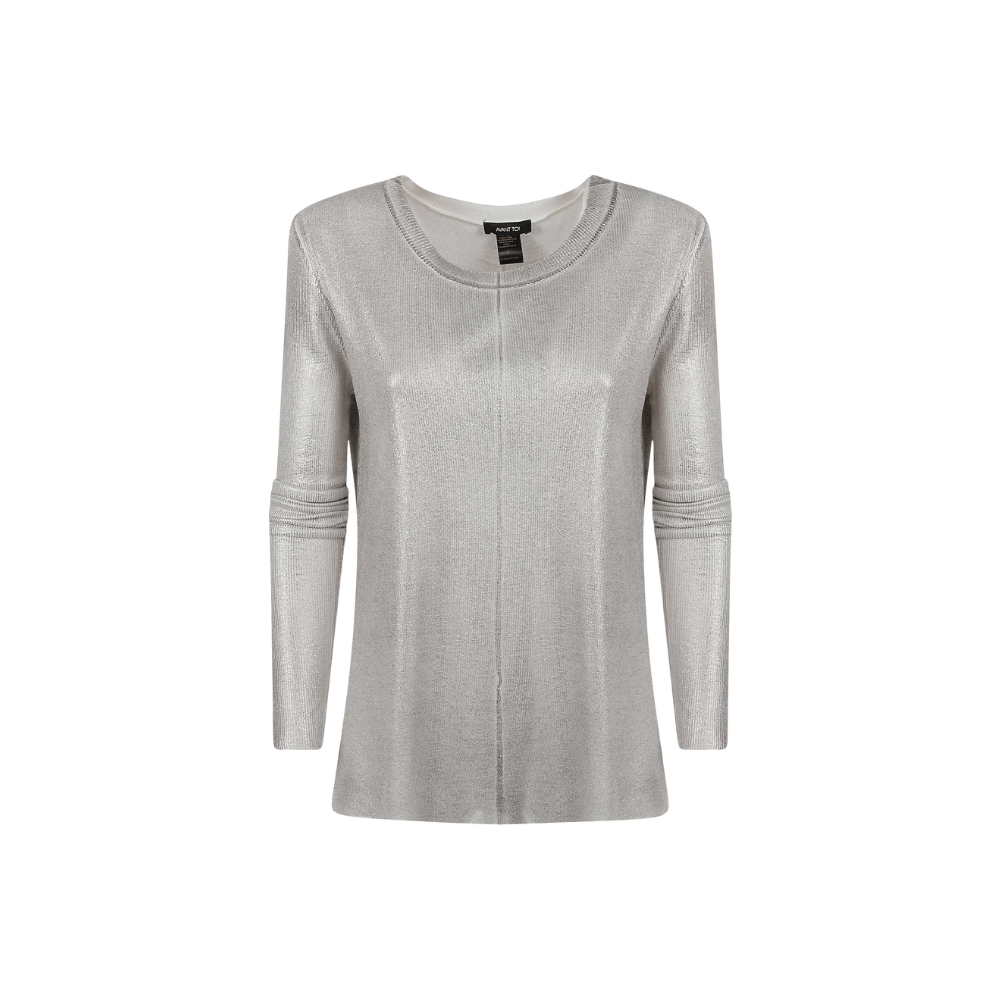 Avant Toi Ribbed Knit Sweater in Silver Laminate – International designer fashion boutique Australia Riada Concept Woollahra