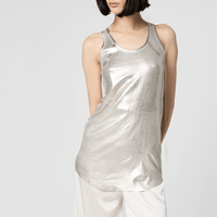 Avant Toi Laminated Ribbed Modal Tank Top in Silver 225SD2700JCVL-R Avant Toi Luxury knitwear stockist Australia Riada Concept online Sydney Designer fashion shop online and in store High End fashion boutique Sydney Australia Riada Concept