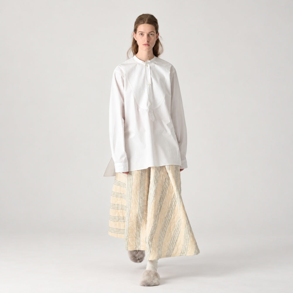 Sofie D’Hoore Blain cotton poplin popover shirt in optical white with curved bib front